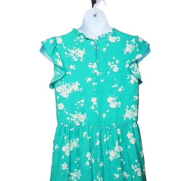Good Luck Gem Teal Floral Size Medium Ruffle Dress - Picture 4 of 11